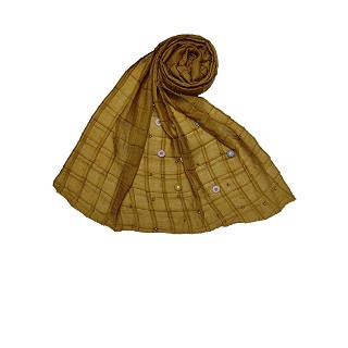 Cotton Box Checkered With Moti and Flower Design Scarf